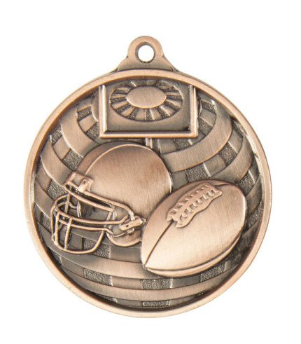 Global Grid Iron Football Medal - 50mm G/S/B