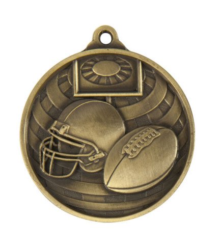 Global Grid Iron Football Medal - 50mm G/S/B