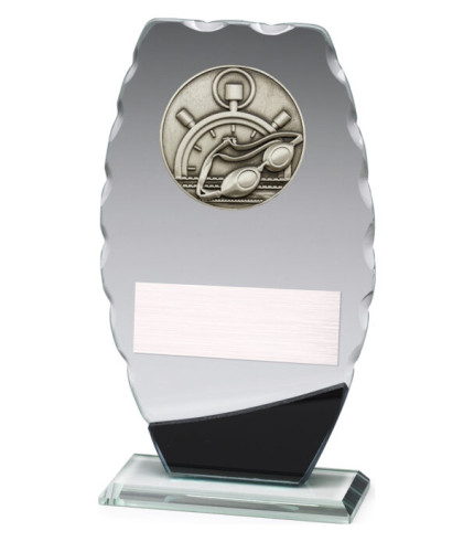 Oval Glass Trophy Swimming - 3 Sizes