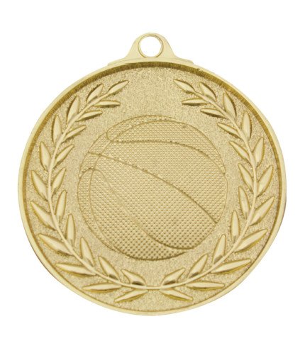 Wreath Medal 50mm - Basketball G/S/B