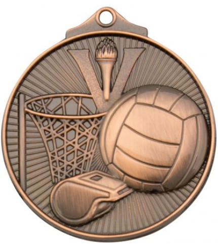 Netball Medal 52mm G/S/B