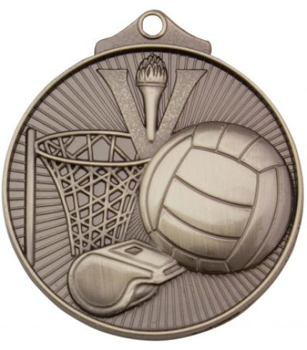 Netball Medal 52mm G/S/B