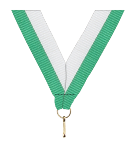 Medal Ribbon - Green/White